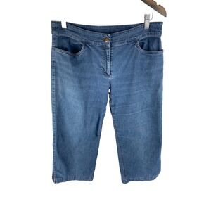 Eileen Fisher M (Fits 33x20)‎ Straight Leg Crop Capri Stretch Denim Jeans USA